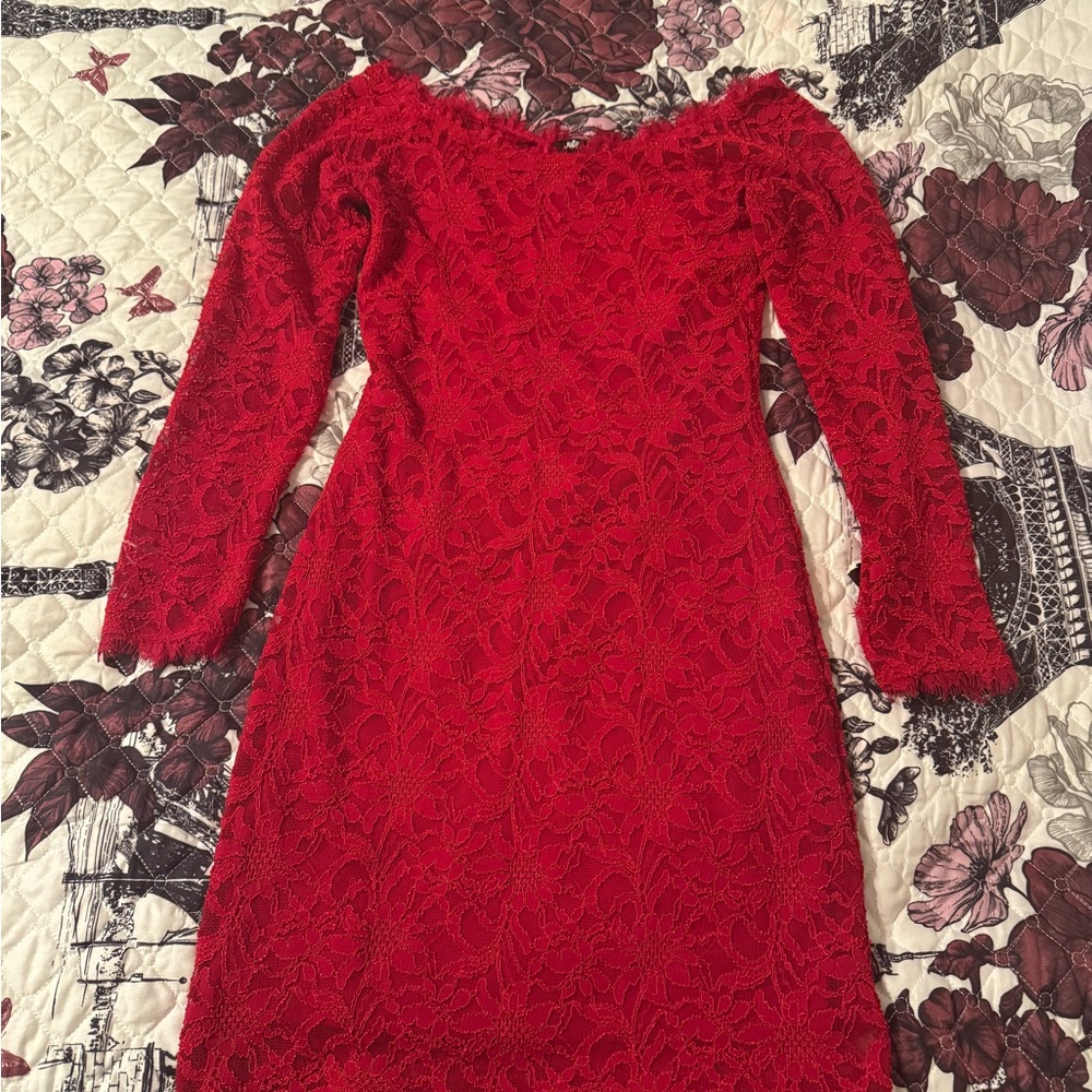 Jump Red Lace Long Sleeve Dress